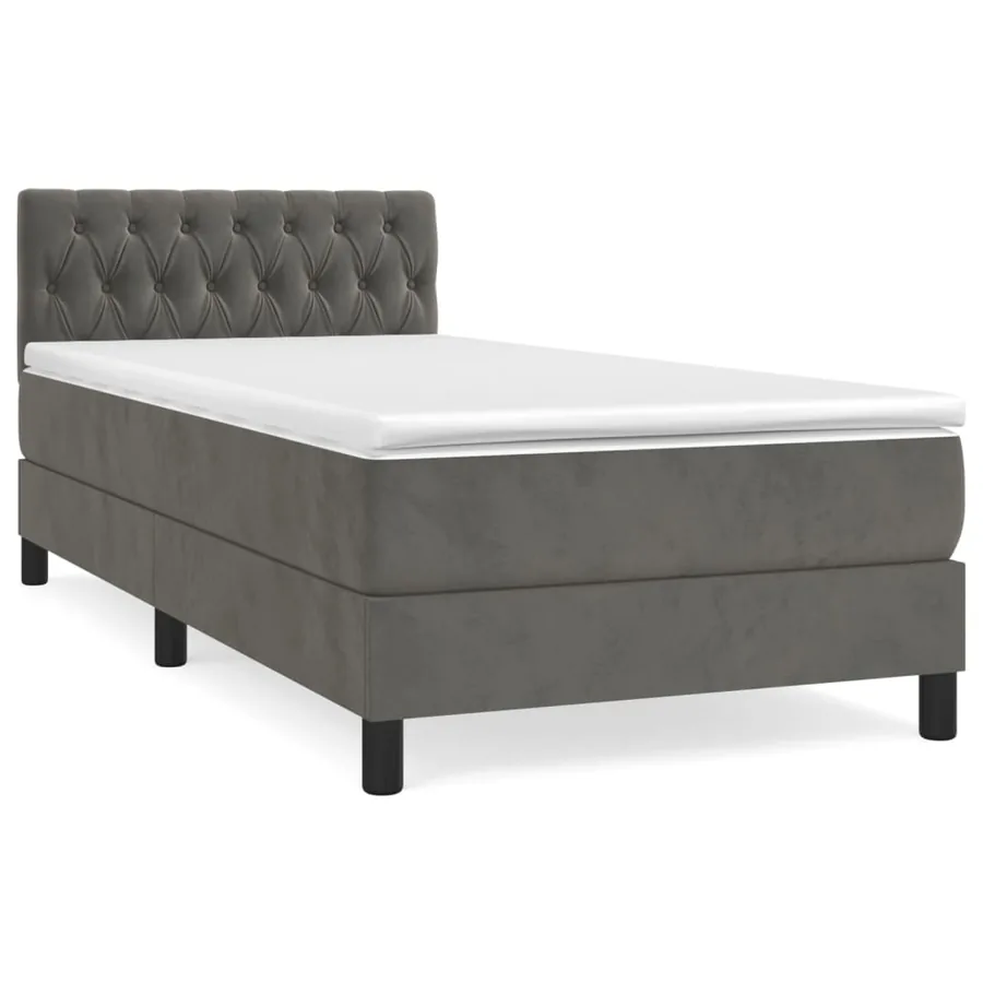 Sommier à lattes de lit et matelas Gris foncé 90x200 cm Velours - 2