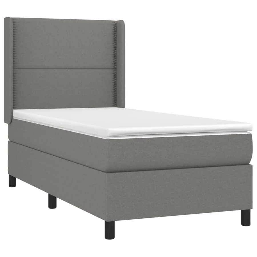 Sommier à lattes de lit avec matelas Gris foncé 100x200cm Tissu - 3