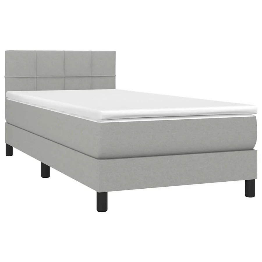 Sommier à lattes de lit avec matelas et LED Gris clair 90x190cm - 3