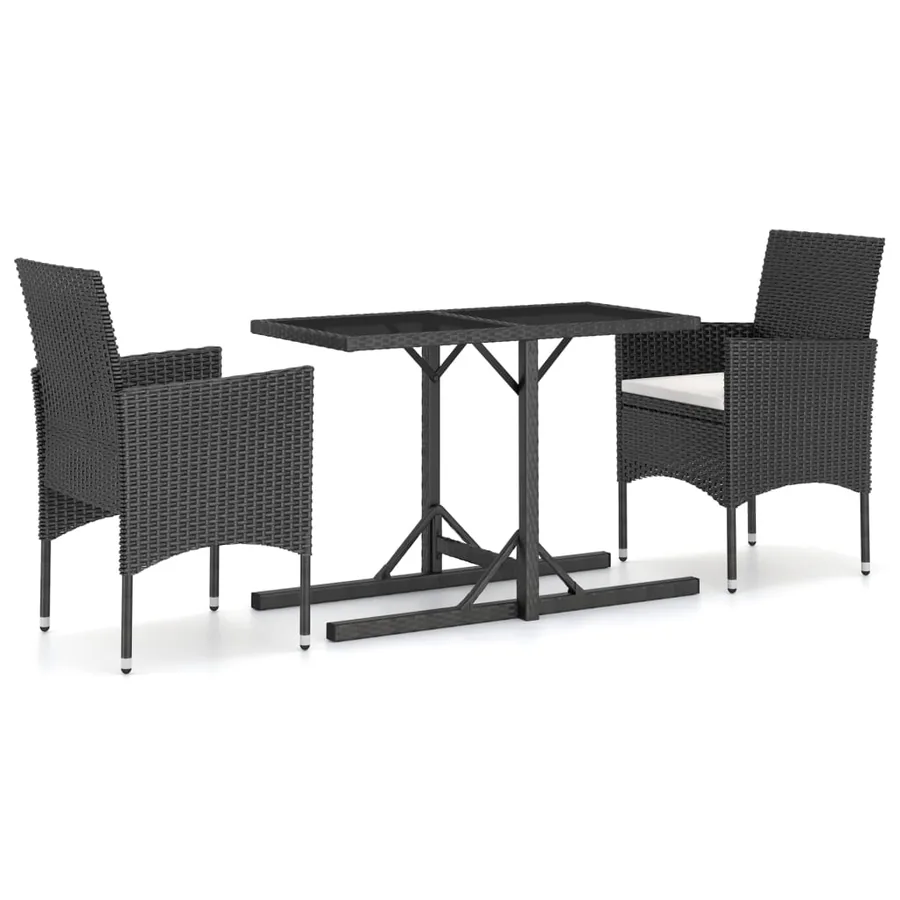 Ensemble à manger de jardin 3 pcs Noir - 2