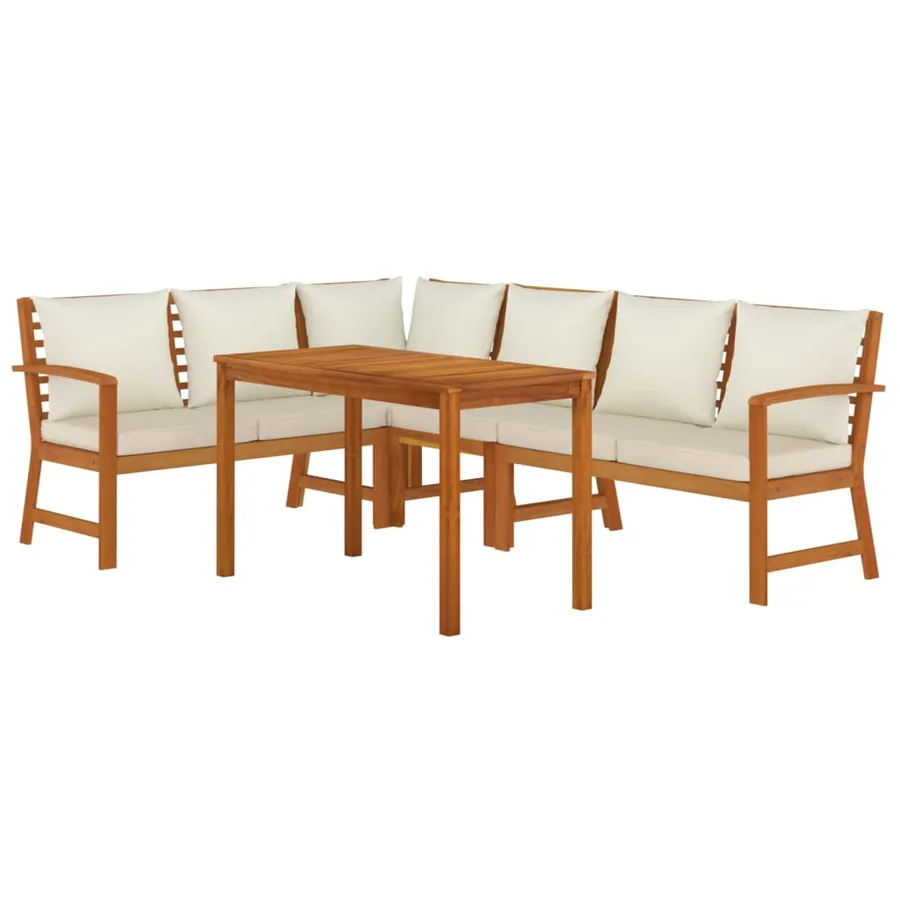 Ensemble à manger de jardin coussins 5 pcs Bois acacia - 3
