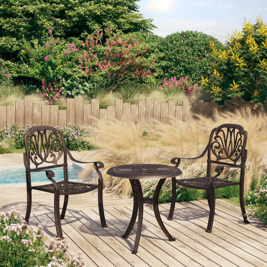 Ensemble de bistro 3 pcs Aluminium coulé Bronze