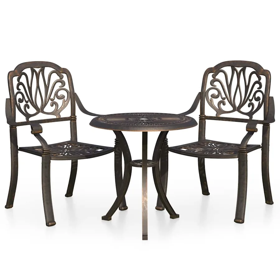 Ensemble de bistro 3 pcs Aluminium coulé Bronze - 2