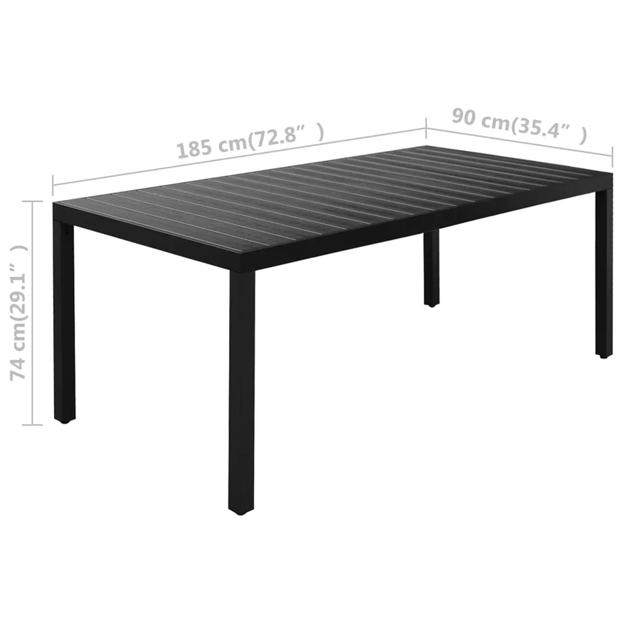 Ensemble à manger de jardin 7 pcs noir - 12