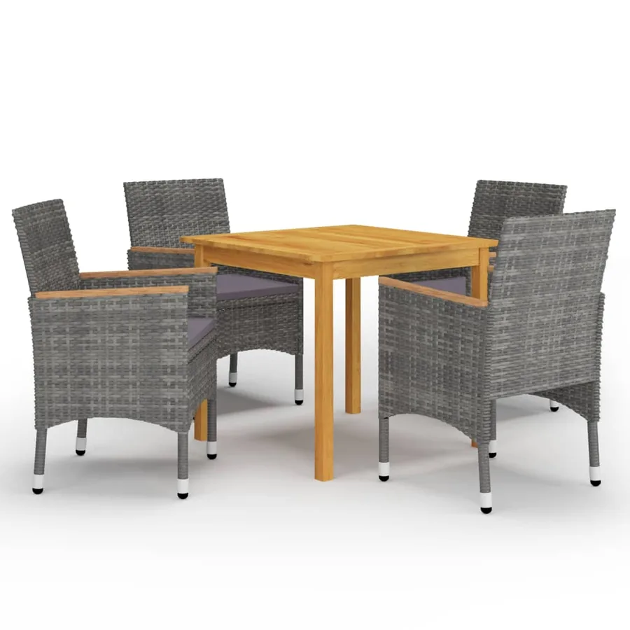 Ensemble à manger de jardin 5 pcs Gris