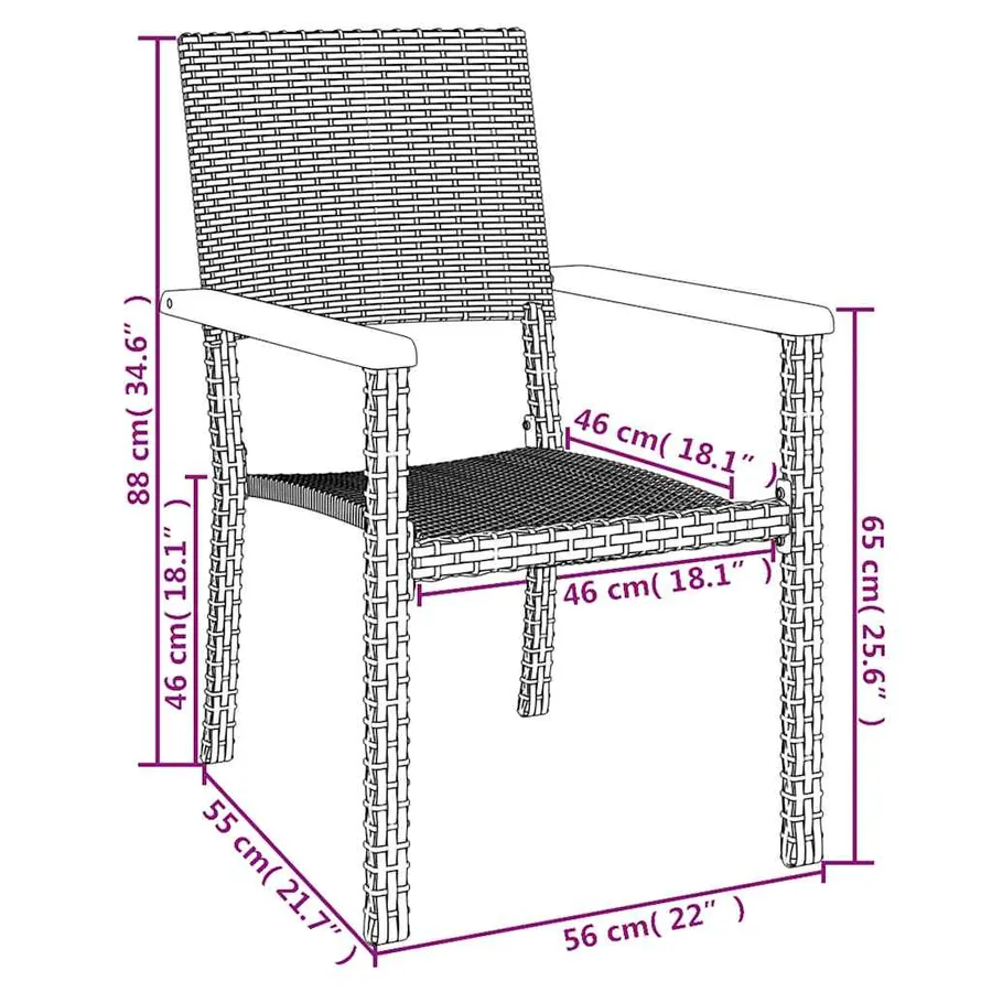 Ensemble à manger de jardin 5 pcs Noir Résine tressée - 10