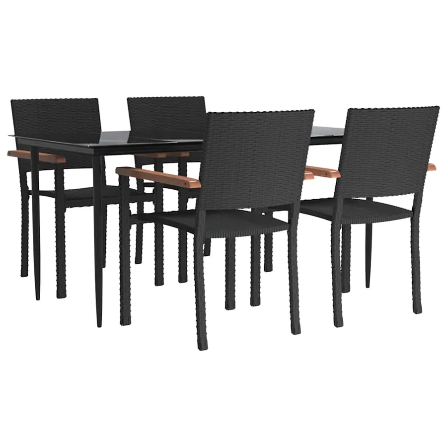 Ensemble à manger de jardin 5 pcs Noir Résine tressée - 3