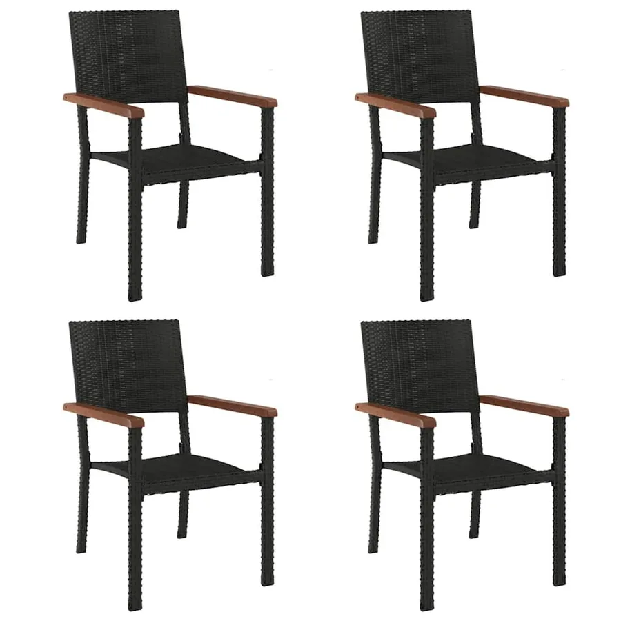 Ensemble à manger de jardin 5 pcs Noir Résine tressée - 4