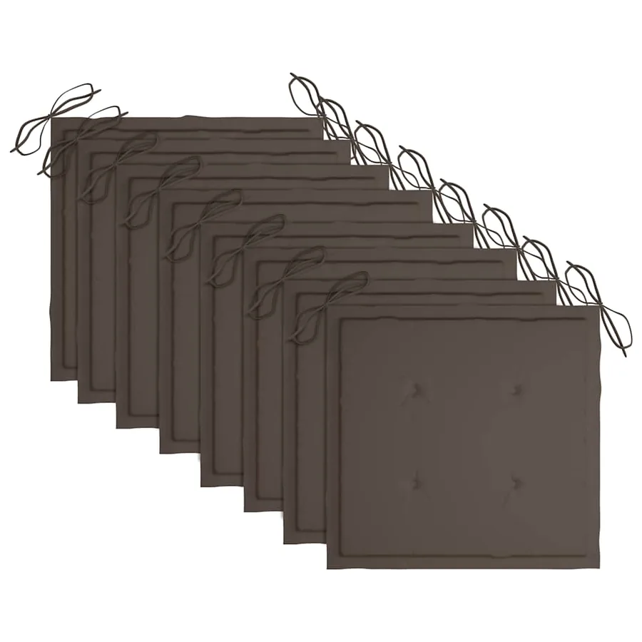 Chaises de jardin empilables avec coussins lot de 8 Teck solide - 7