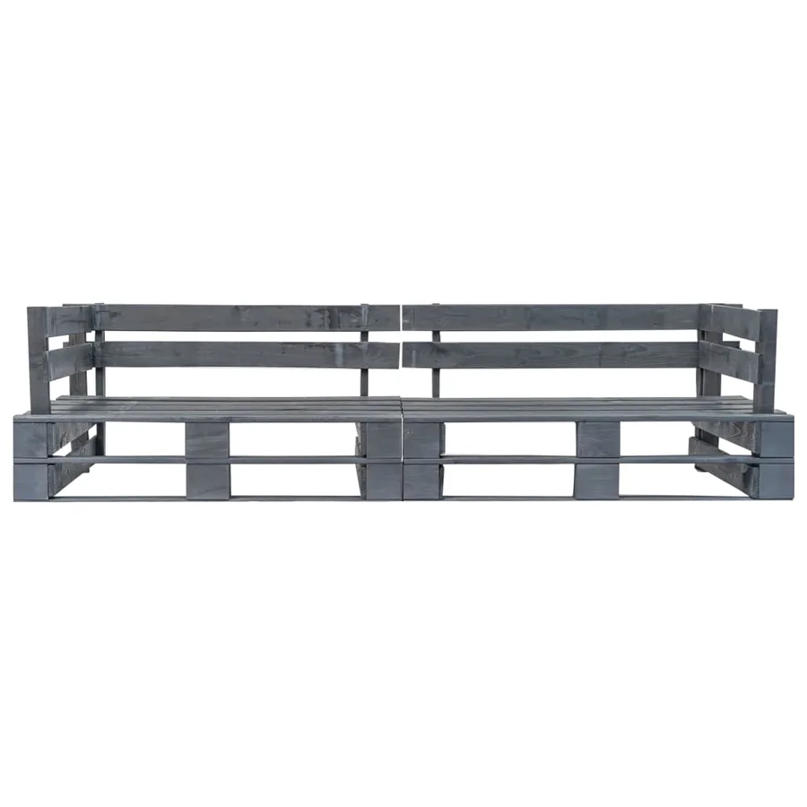 Canapés de jardin palette 2 pcs avec coussins gris Pinède - 4