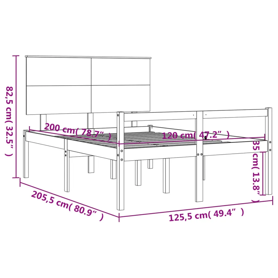 Lit pour personne âgée sans matelas blanc 120x200cm bois massif - 12