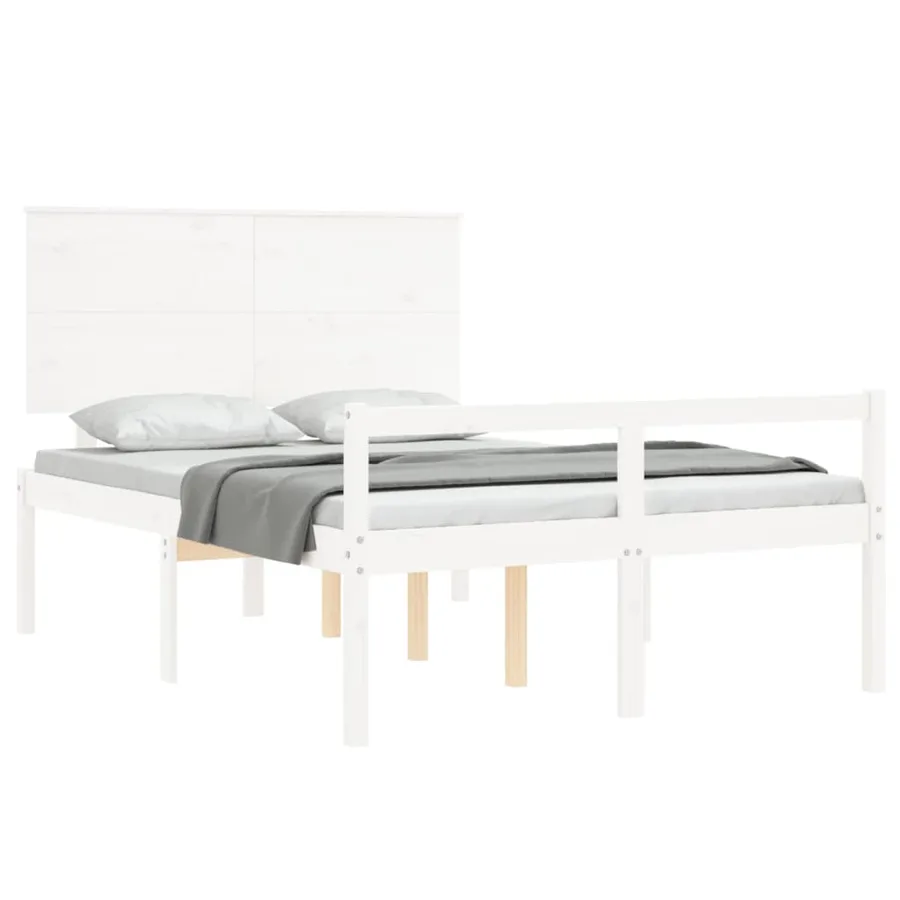 Lit pour personne âgée sans matelas blanc 120x200cm bois massif - 4