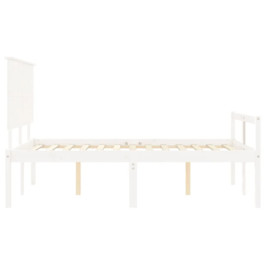 Lit pour personne âgée sans matelas blanc 120x200cm bois massif - 7