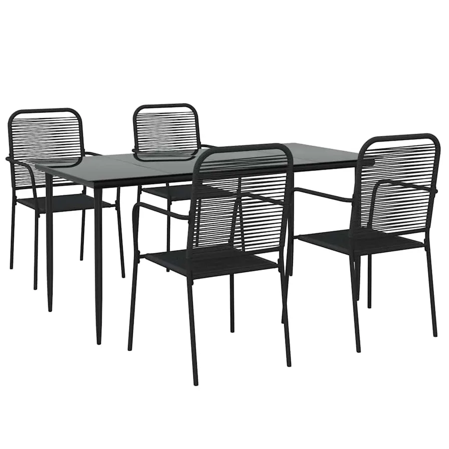 Ensemble à manger de jardin 5 pcs Noir Corde de coton et acier - 3