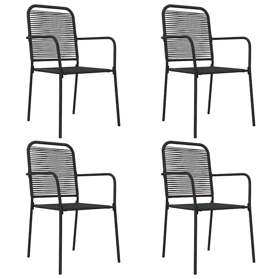 Ensemble à manger de jardin 5 pcs Noir Corde de coton et acier - 4