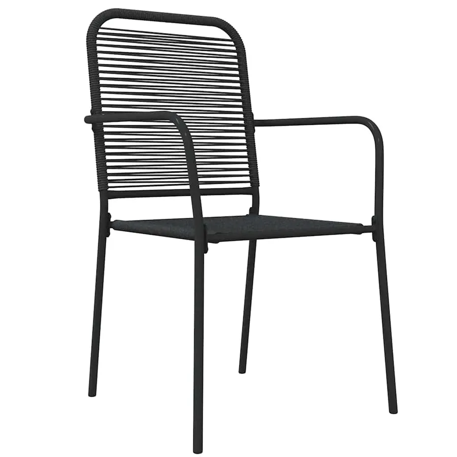 Ensemble à manger de jardin 5 pcs Noir Corde de coton et acier - 5