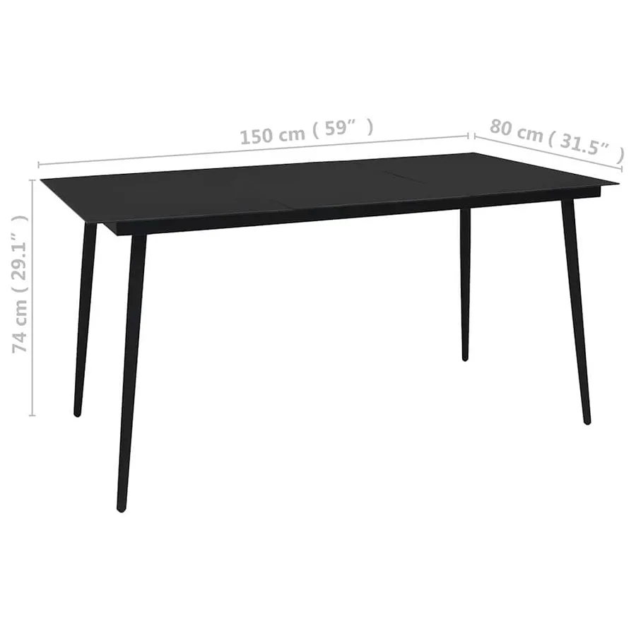 Ensemble à manger d'extérieur 7 pcs Rotin PVC Noir - 12