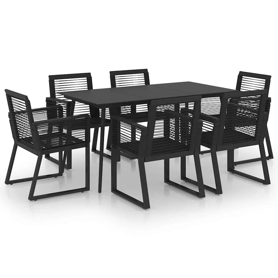 Ensemble à manger d'extérieur 7 pcs Rotin PVC Noir - 2