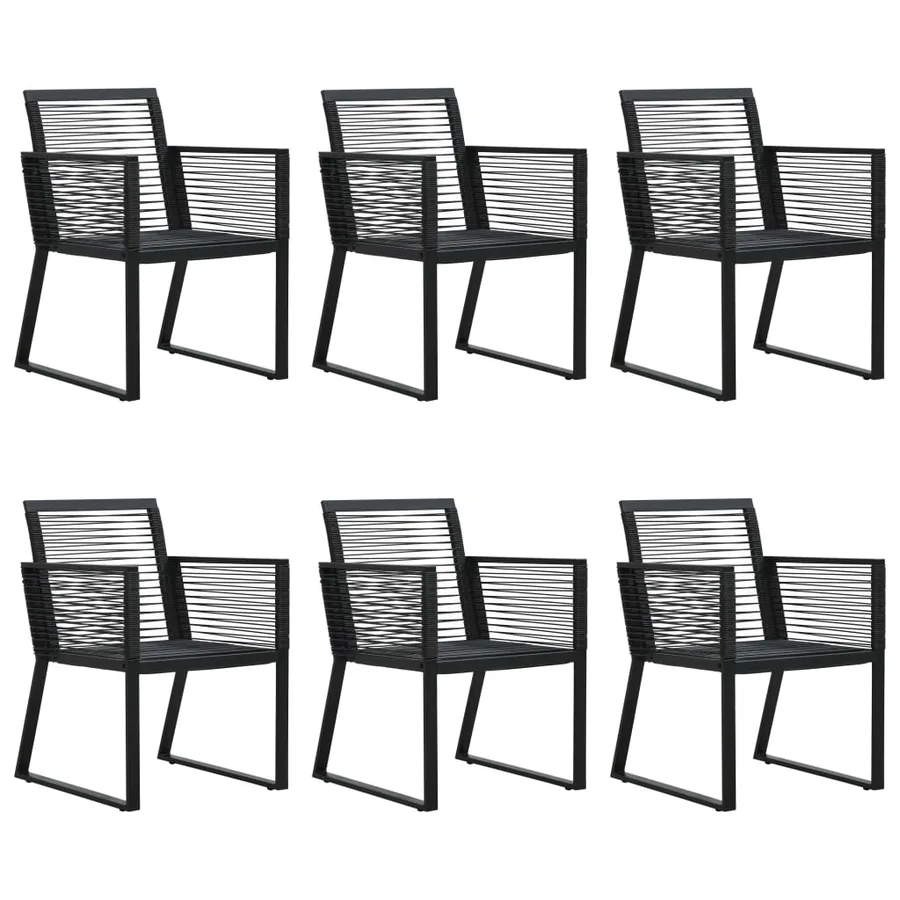 Ensemble à manger d'extérieur 7 pcs Rotin PVC Noir - 6