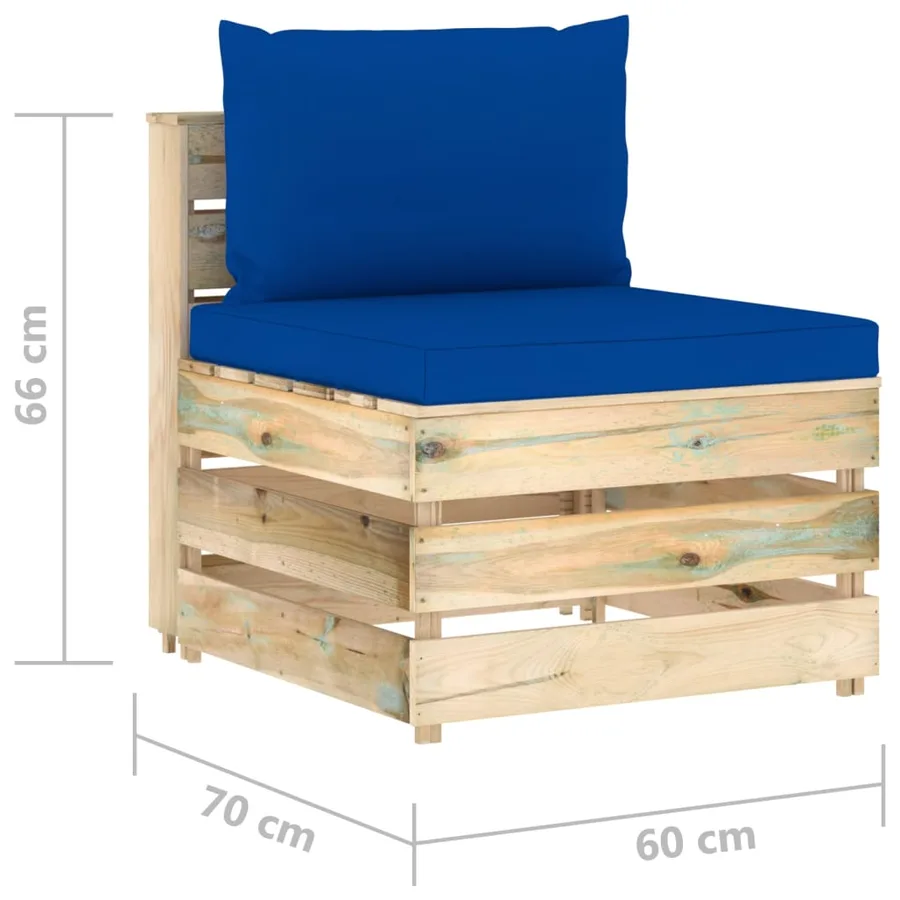 Canapé central sectionnel avec coussins Bois imprégné de vert - 6