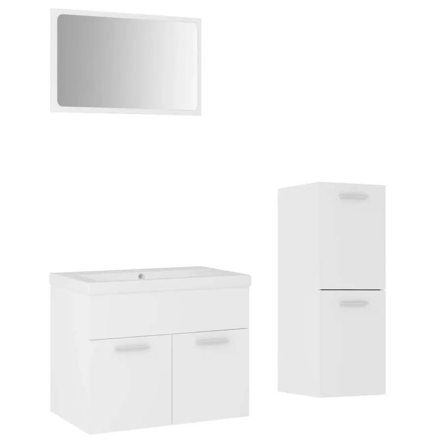 Ensemble de meubles de salle de bain Blanc Aggloméré - 2