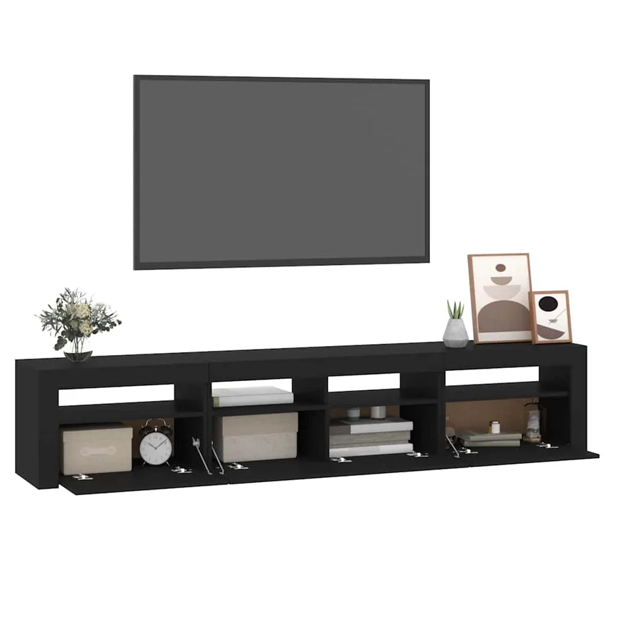 Meuble TV avec lumières LED Noir 210x35x40 cm - 11