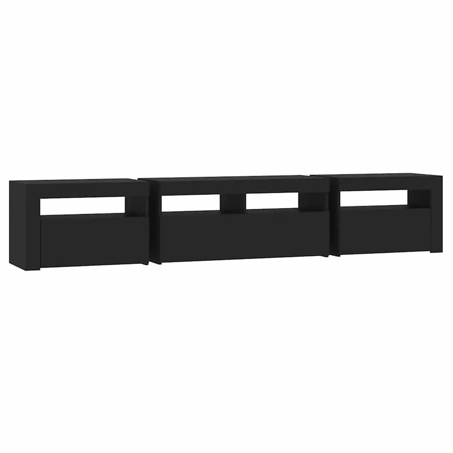Meuble TV avec lumières LED Noir 210x35x40 cm - 7