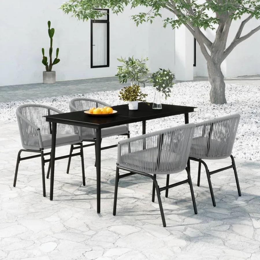 Ensemble à manger de jardin 5 pcs Gris