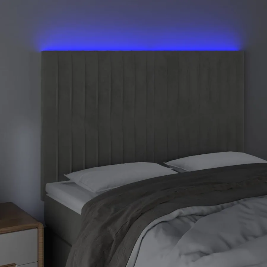 Tête de lit à LED Gris clair 144x5x118/128 cm Velours - 3