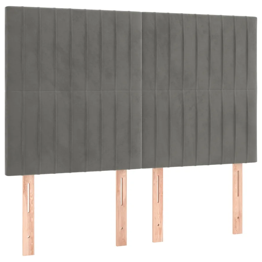 Tête de lit à LED Gris clair 144x5x118/128 cm Velours - 4