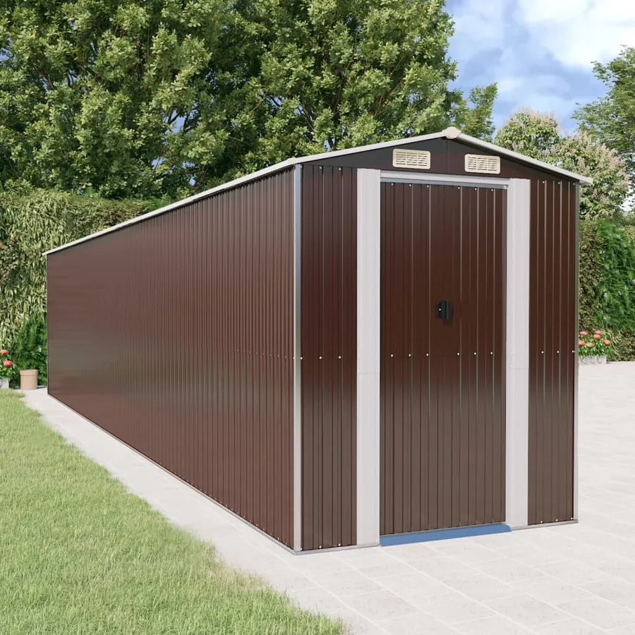 Abri de jardin Marron foncé 192x938x223 cm Métal galvanisé