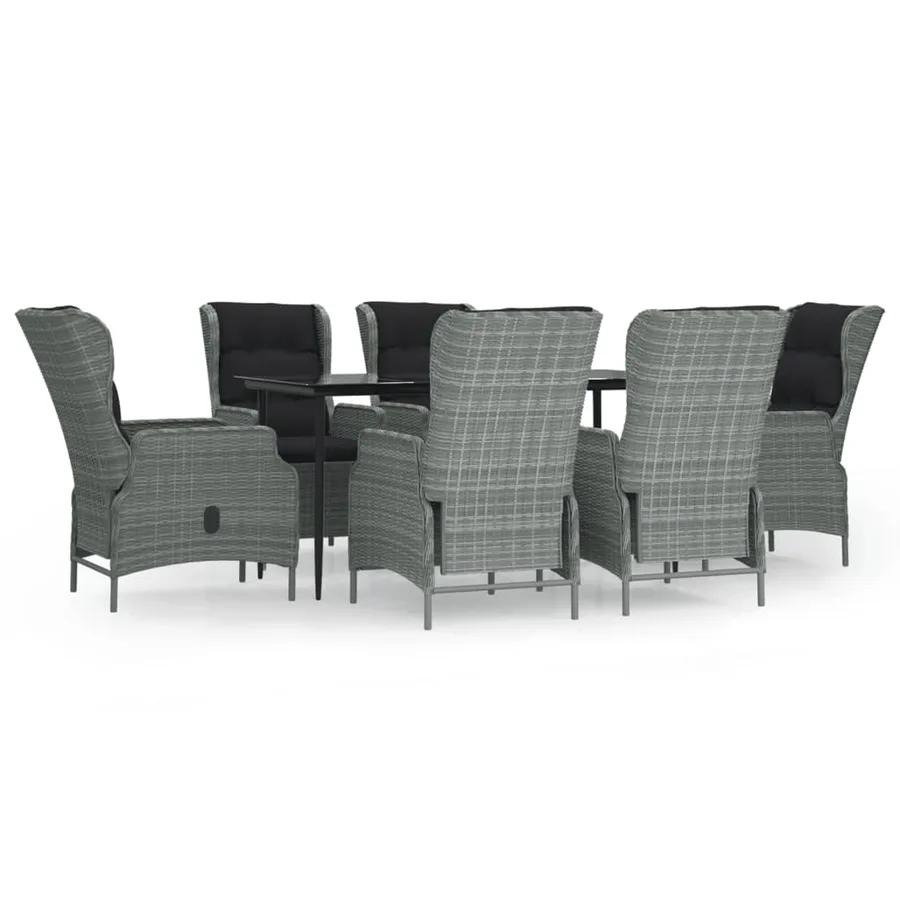 Ensemble à manger de jardin 7 pcs Gris clair Résine tressée - 2