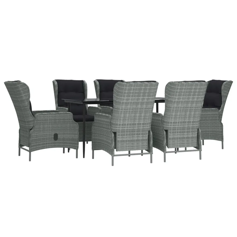 Ensemble à manger de jardin 7 pcs Gris clair Résine tressée - 3