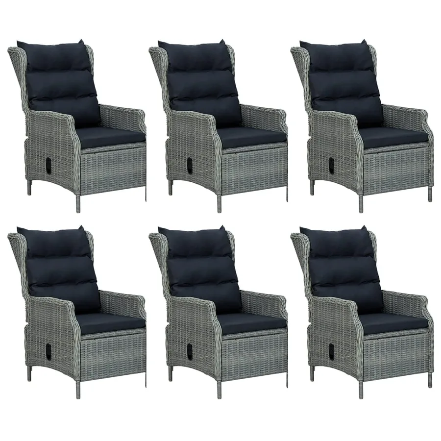 Ensemble à manger de jardin 7 pcs Gris clair Résine tressée - 4