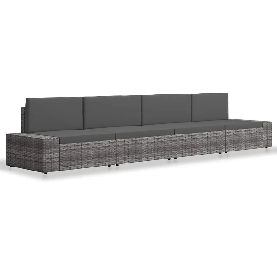 Salon de jardin 4 pcs Résine tressée Gris - 2