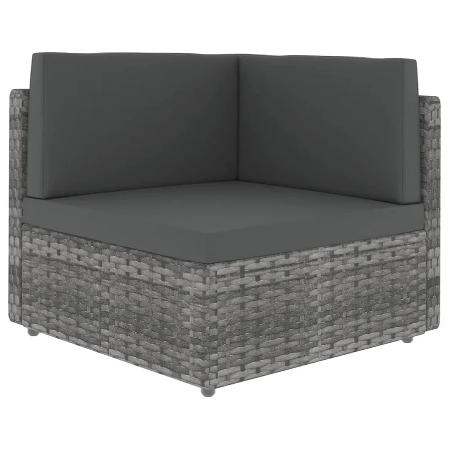 Salon de jardin 6 pcs avec coussins Gris Résine tressée - 4