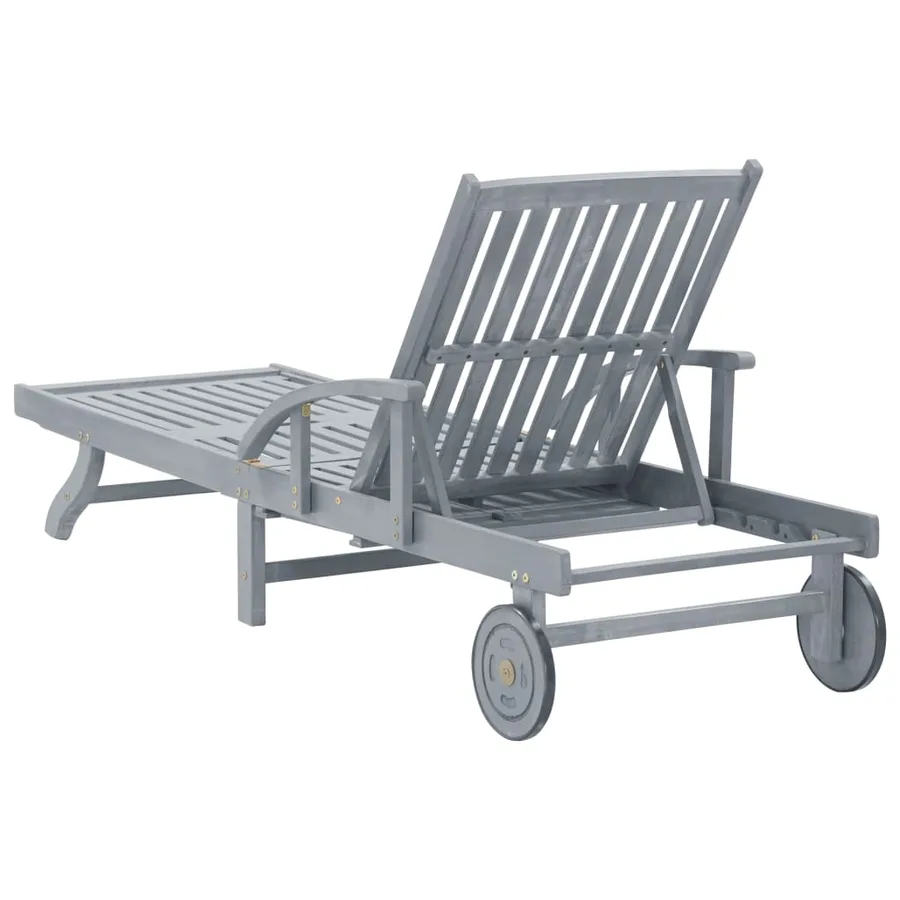Chaise longue de jardin avec coussin Bois d'acacia solide - 10