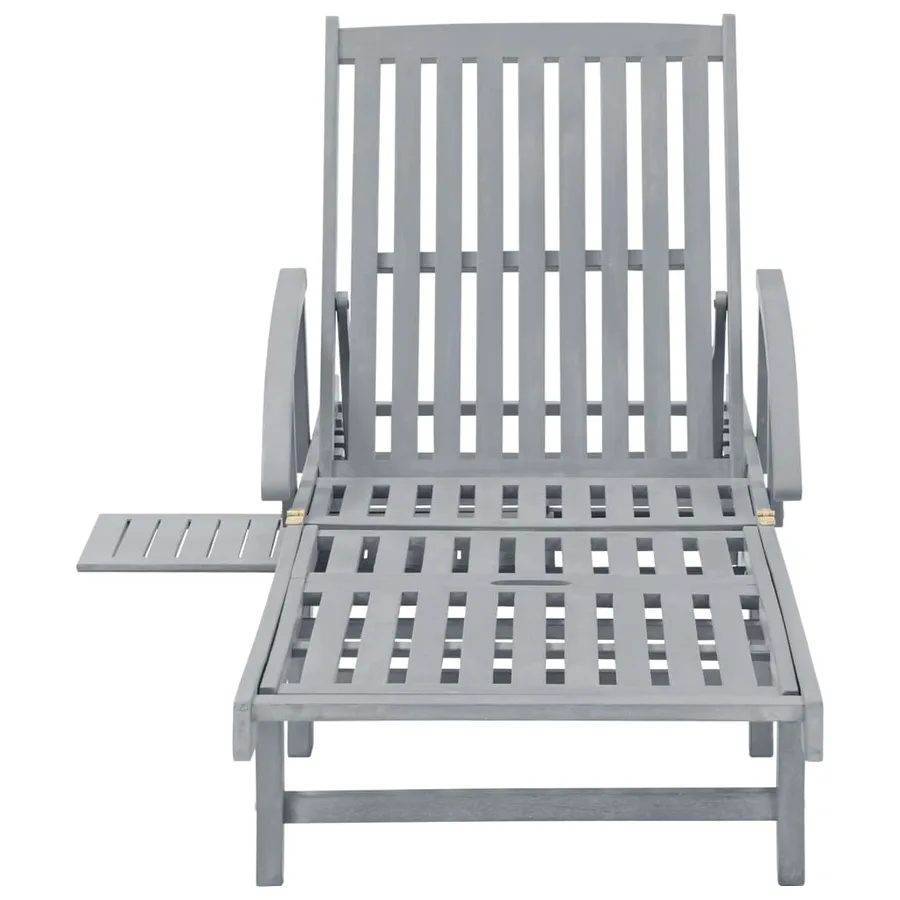Chaise longue de jardin avec coussin Bois d'acacia solide - 5