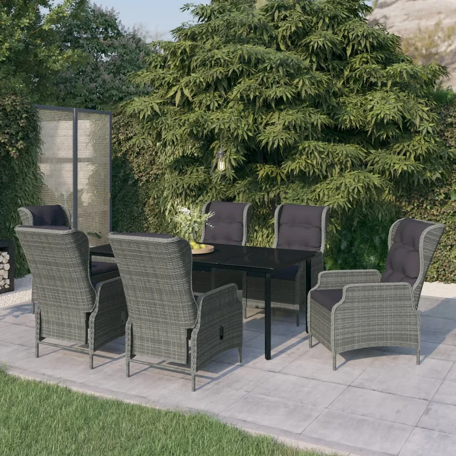 Ensemble à manger de jardin 7 pcs Gris clair