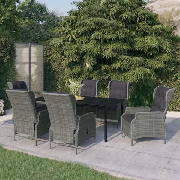 Ensemble à manger de jardin 7 pcs Gris clair