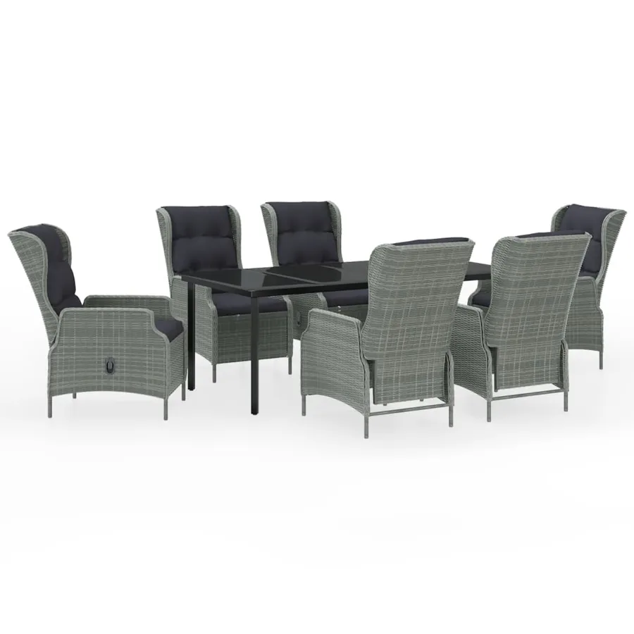 Ensemble à manger de jardin 7 pcs Gris clair - 2