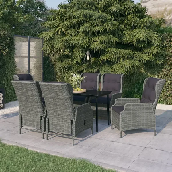 Ensemble à manger de jardin 7 pcs Gris clair