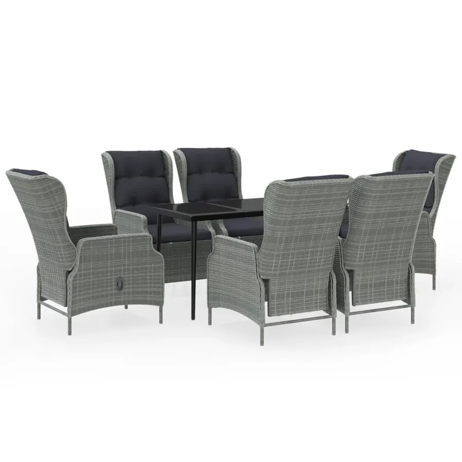 Ensemble à manger de jardin 7 pcs Gris clair - 2