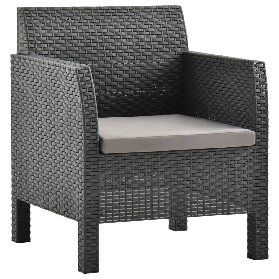 Salon de jardin 3 pcs avec coussins PP Rotin Anthracite - 3