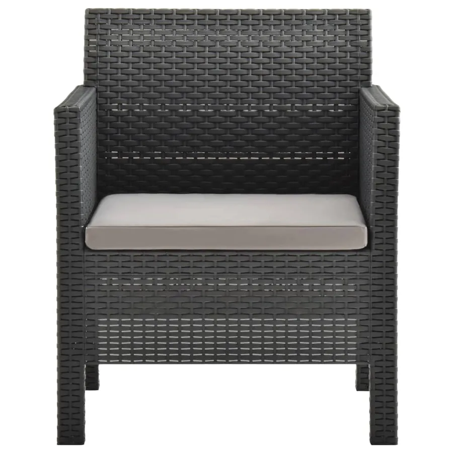 Salon de jardin 3 pcs avec coussins PP Rotin Anthracite - 4