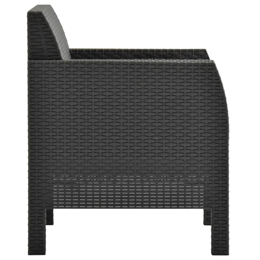 Salon de jardin 3 pcs avec coussins PP Rotin Anthracite - 5