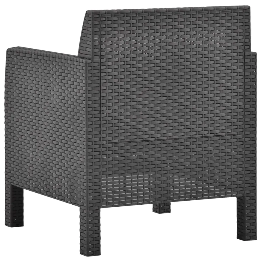 Salon de jardin 3 pcs avec coussins PP Rotin Anthracite - 6