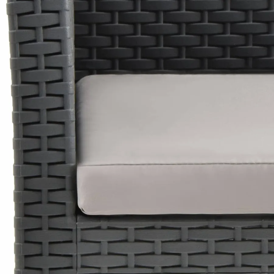 Salon de jardin 3 pcs avec coussins PP Rotin Anthracite - 7
