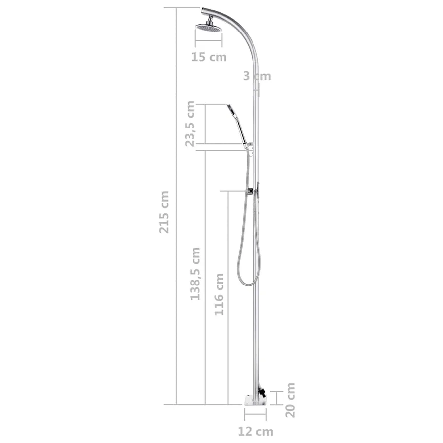 Douche de jardin avec base marron 220 cm Aluminium - 16