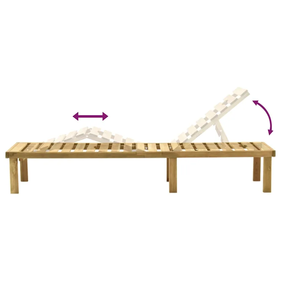 Chaise longue de jardin avec table Bois de pin imprégné - 5